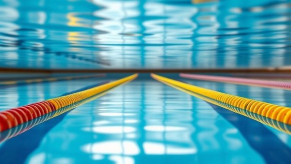 Vibrant swimming pool with colorful lane lines, Denison Jumps to No. 1.