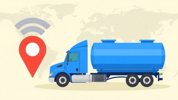 4G 5G tanker tracking technology in Qatar illustrated with a truck and GPS icon.