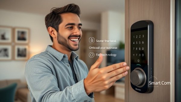 Smart Home Technology Benefits: Person engaging with smart lock.