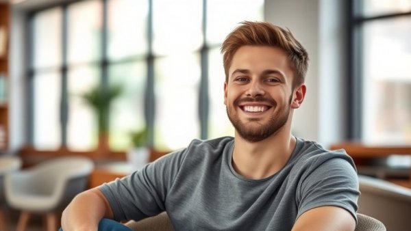 Young man in relaxed pose indoors, National Teamers grow up.