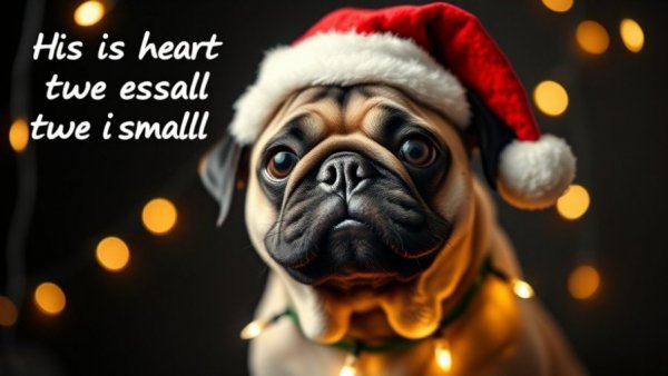 Festive pug with Santa hat and string lights, highlighting growth in leadership.