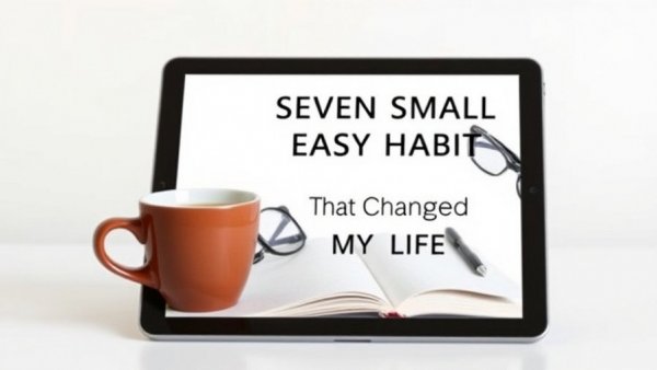 Modern book cover on tablet with coffee and glasses.