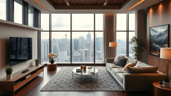 Affordable smart home upgrades creating cozy modern living room in Charlotte NC.