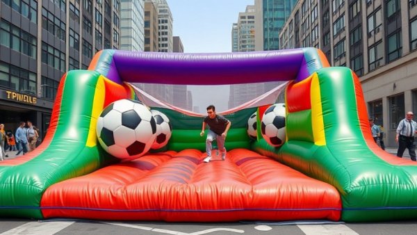 Inflata Run Football Madness Qatar: vibrant inflatable course outdoors
