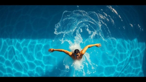 Swimming myth debunked, swimmer in a blue pool making a splash.