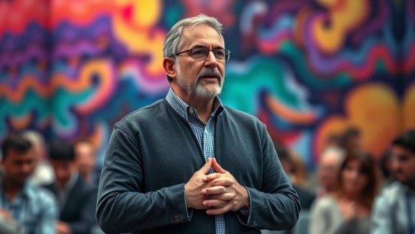 Middle-aged man discussing seed oils' health effects indoors.