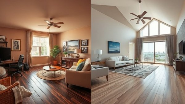 Choosing the Wrong Flooring When Selling Your Home: Flooring comparison in living rooms.