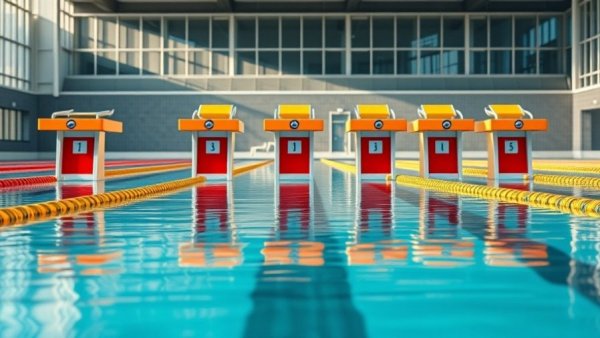 Starting blocks at USA Swimming Pro Series 2026 event.