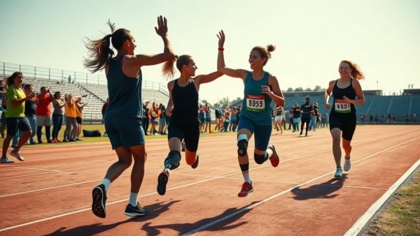 High-energy track scene with athletes, MrBeast impact.