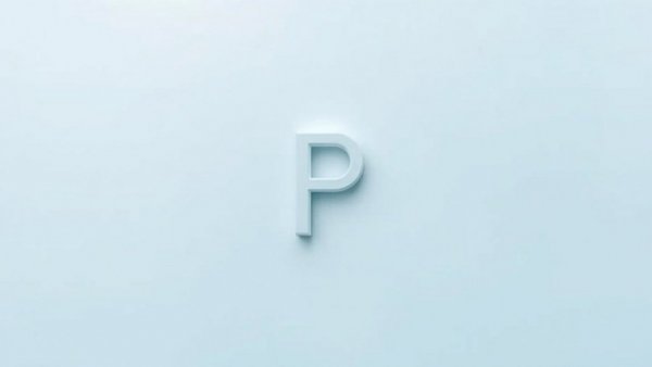 Calm blue letter P on light blue background