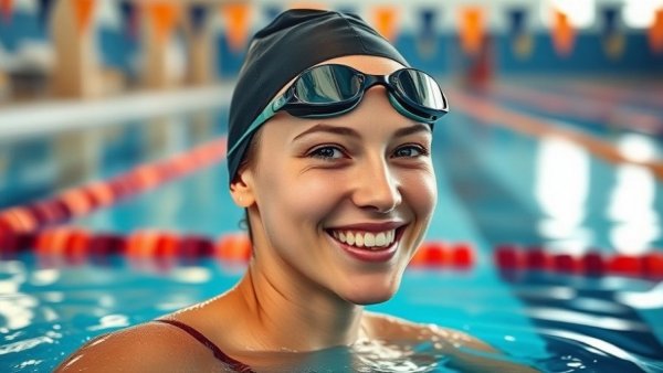 Lani Pallister smiling after successful swim race, breakout swimmer moment.