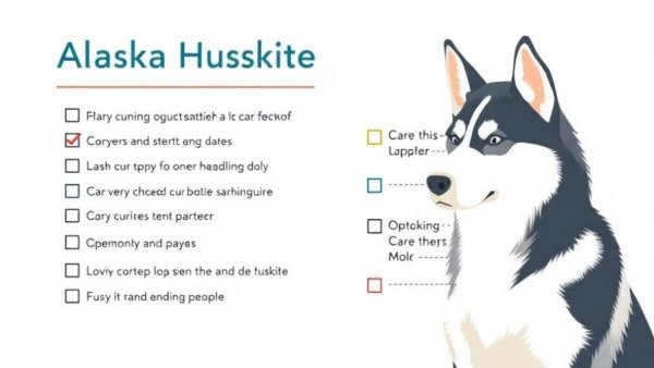 Checklist of daily care essentials for Alaskan Huskies.