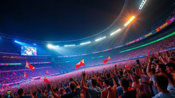 Post-match celebration vibes at Arab Cup Qatar 2025 with cheering crowd.