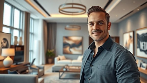 Modern apartment interior design presentation with sleek elements.