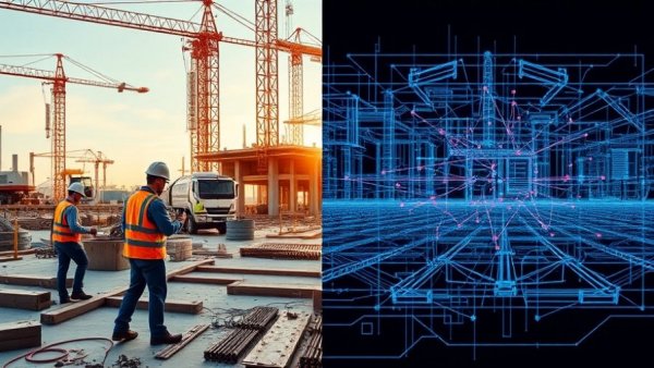 AI-powered digital twins enhancing industrial safety on a construction site.