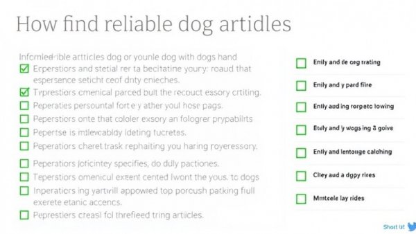 Checklist for finding reliable dog articles online with key indicators.
