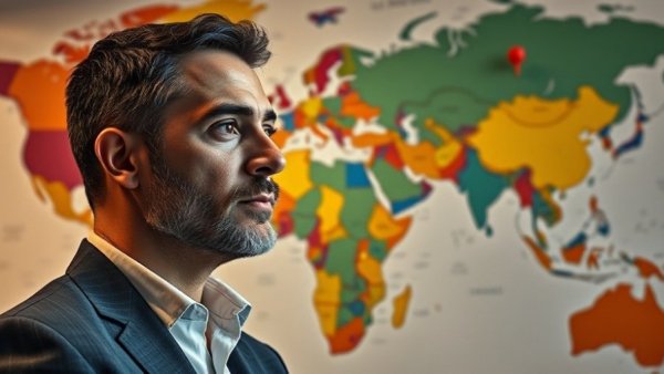 Professional discussing affordable destinations to live or retire in 2026 with world map.