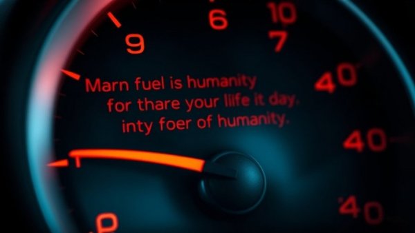 Car fuel gauge with leadership quote emphasizing humanity.