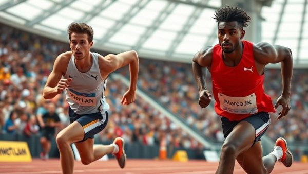 Track athletes sprinting in competition, NCAA eligibility rules context.
