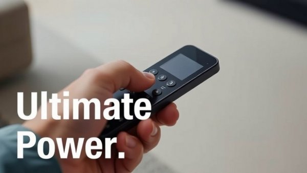 Sofabaton X2 smart remote in hand with 'Ultimate Power' text.