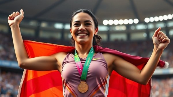 Sydney McLaughlin-Levrone celebrates sub-48 400m record with gold medal.