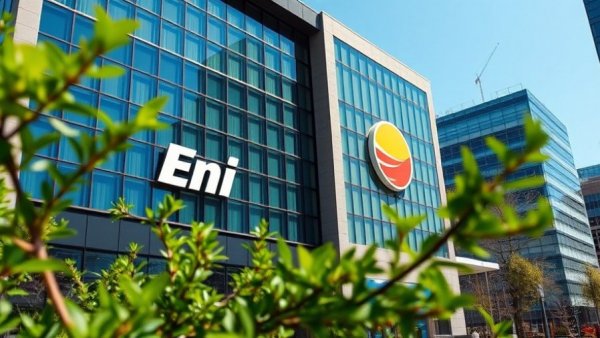 Eni Spins Out Refineries: Eni building with logo and foliage.