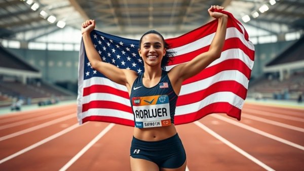 U.S. Women’s Athlete Of The Year, female athlete with flag.