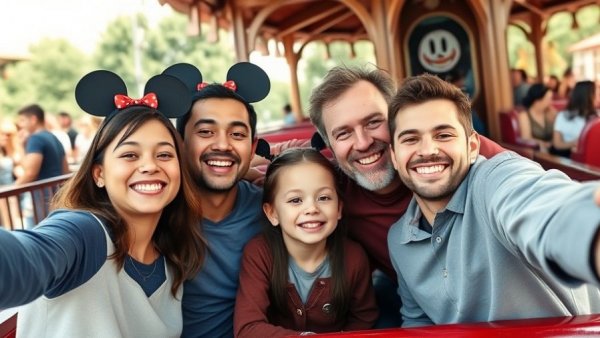 Family reflecting on 2025 goals while enjoying amusement park ride.