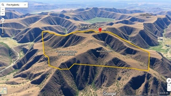 Google Earth infrastructure insights showing plotted fire hydrants in Laurel Canyon.