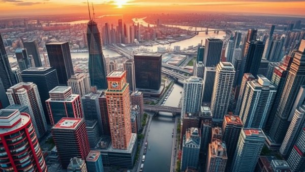 Moss Construction Acquisition of Ellison cityscape view at sunset.