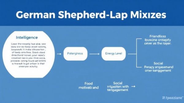 Traits of German Shepherd Lab mix puppies flowchart for adoption info.