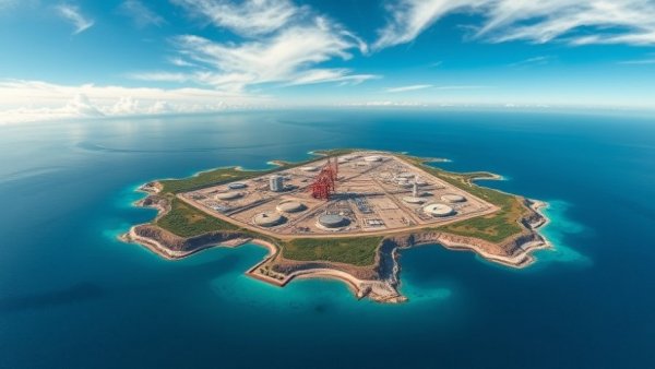 Aerial view of industrial oil storage, global news impact on travel and culture.