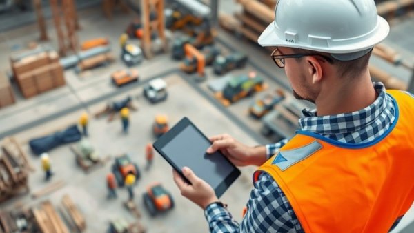 Construction supervisor using a tablet at a contech site, contech startups funding.