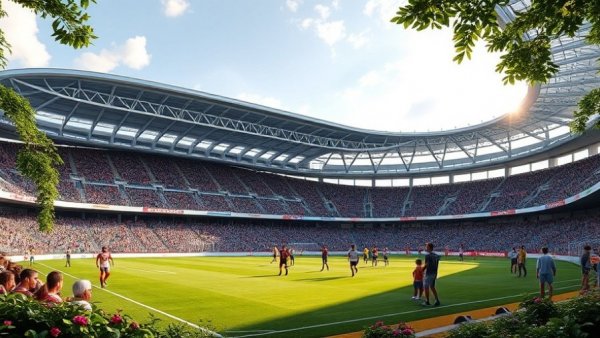 Denver Women's Soccer Stadium, exterior view with crowd and greenery.