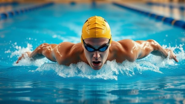 Georgia Bulldogs Swimming Results: focused swimmer in action.