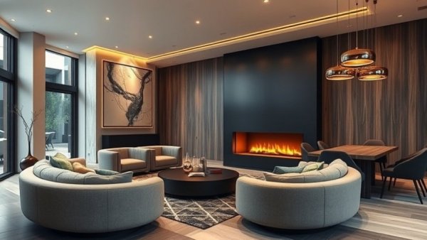 Contemporary home decor with round sofas and modern dining for 2026.