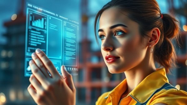 Engineer using AI for construction risk management