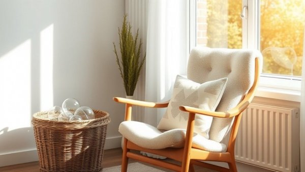 HGTV Dream Home inspiration: Cozy chair by window with decor, bright sunlight.