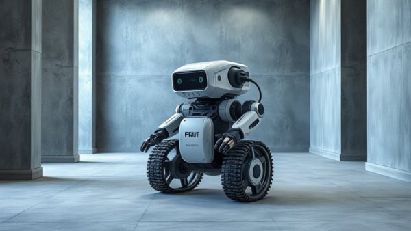 A compact construction robot demonstrating automation in construction, Photorealistic.