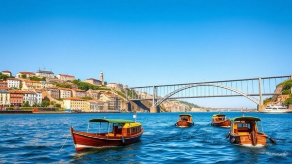 Scenic Porto, Portugal with Douro River and Dom Luís I Bridge