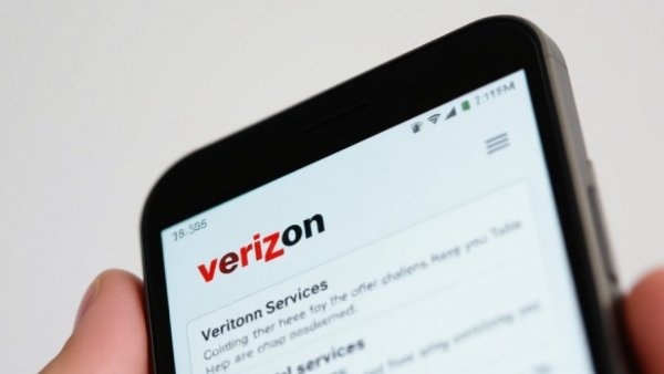 Verizon Services menu on smartphone screen held by hand, close-up.