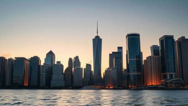 Qatar construction market growth depicted by a modern skyline at twilight.