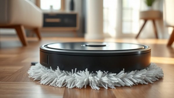 Roborock Roller Mop cleaning a wooden floor in a modern home.