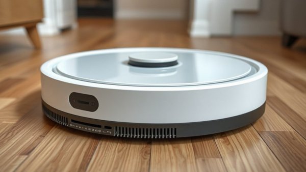 Smart robotic vacuum on wooden floor, affordable smart home upgrade.
