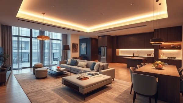 Elegant living room and dining area combo with minimalistic decor, 2026 ideas.