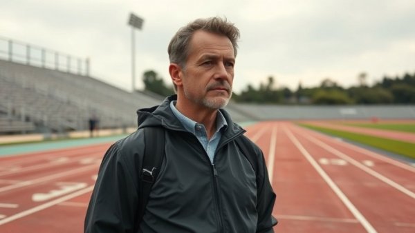 Track and Field Coaching Season Insights: coach on wet track.