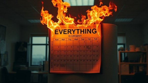 Eliminate self-imposed stress symbolized by burning urgent calendar.
