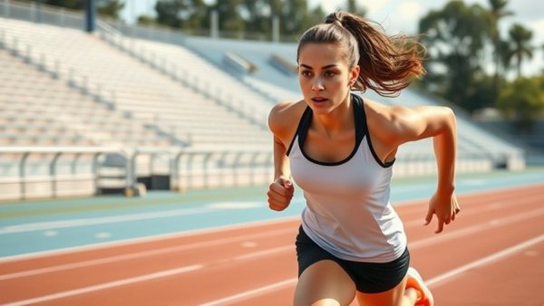 Energetic athlete sprinting on a track feeling slow between hurdles.