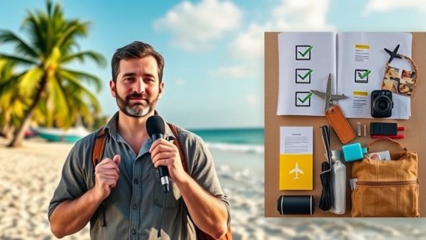 Preparation for moving abroad: tips and visual guide with beach scene.