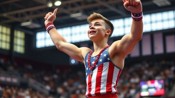 Yul Moldauer celebrating comeback in gymnastics arena.